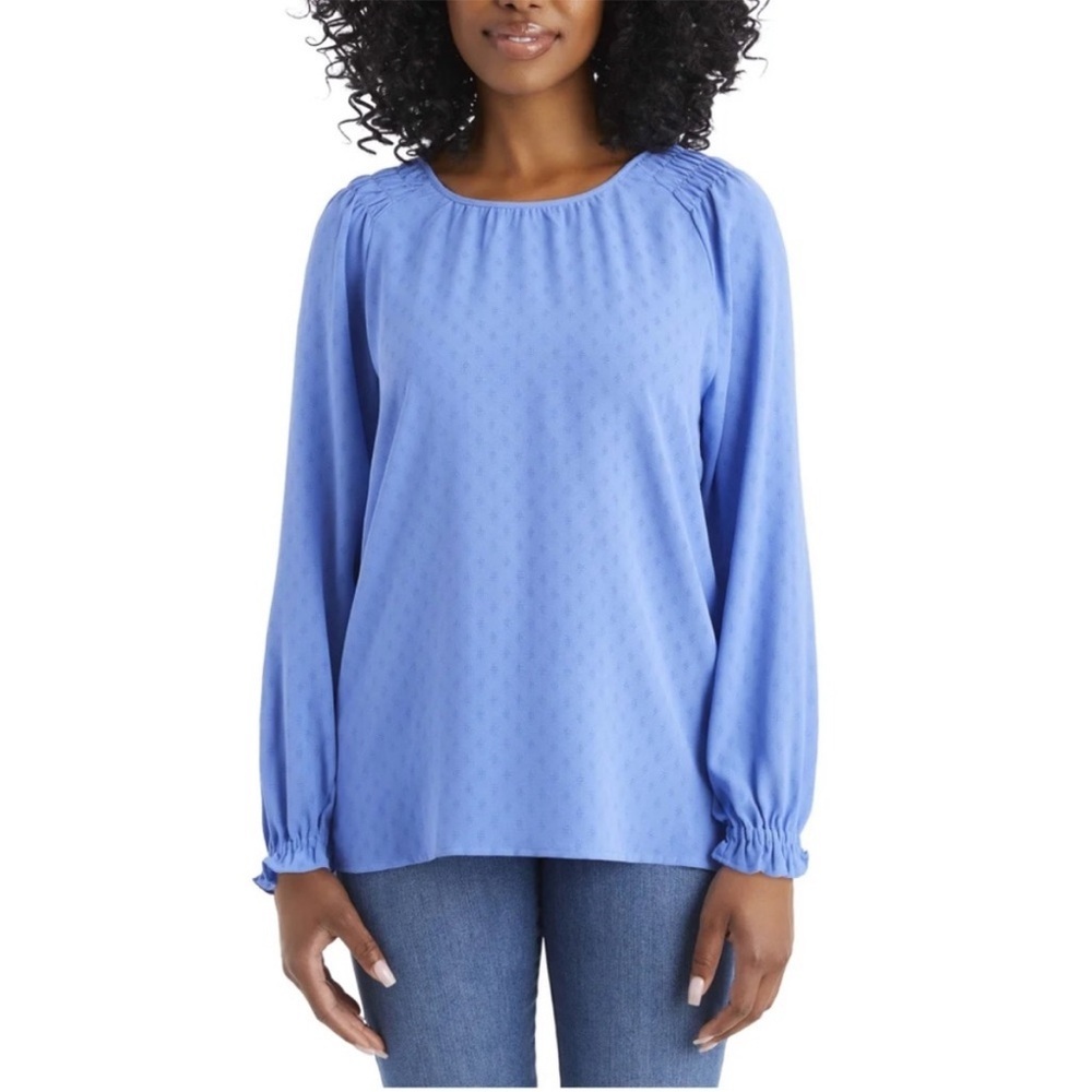 NWOT Jessica‎ Simpson Womens Blue Blouse Textured Top Long Sleeve